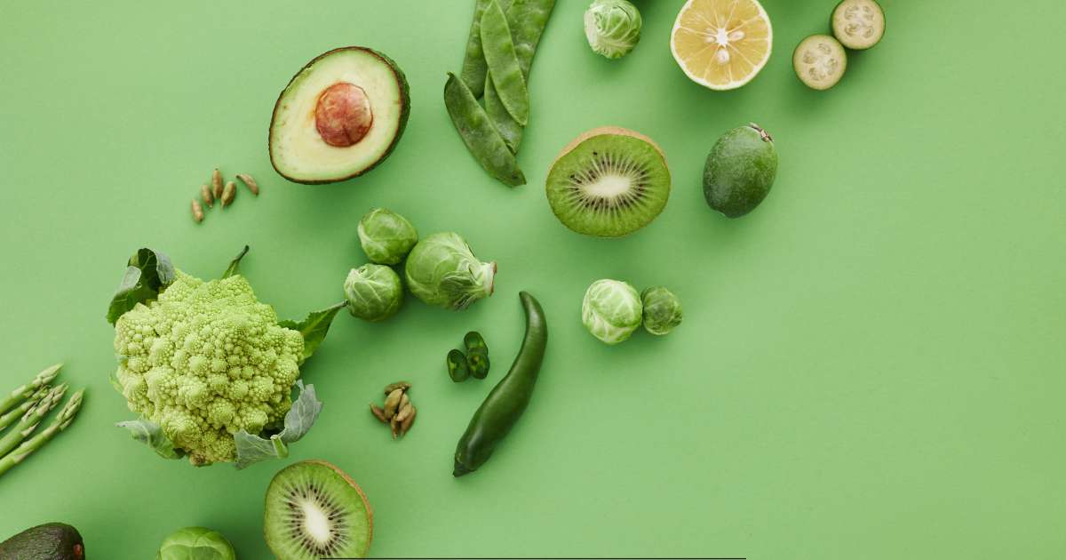 Des fruits et légumes à dominance vert pour représenter la semaine du goût.